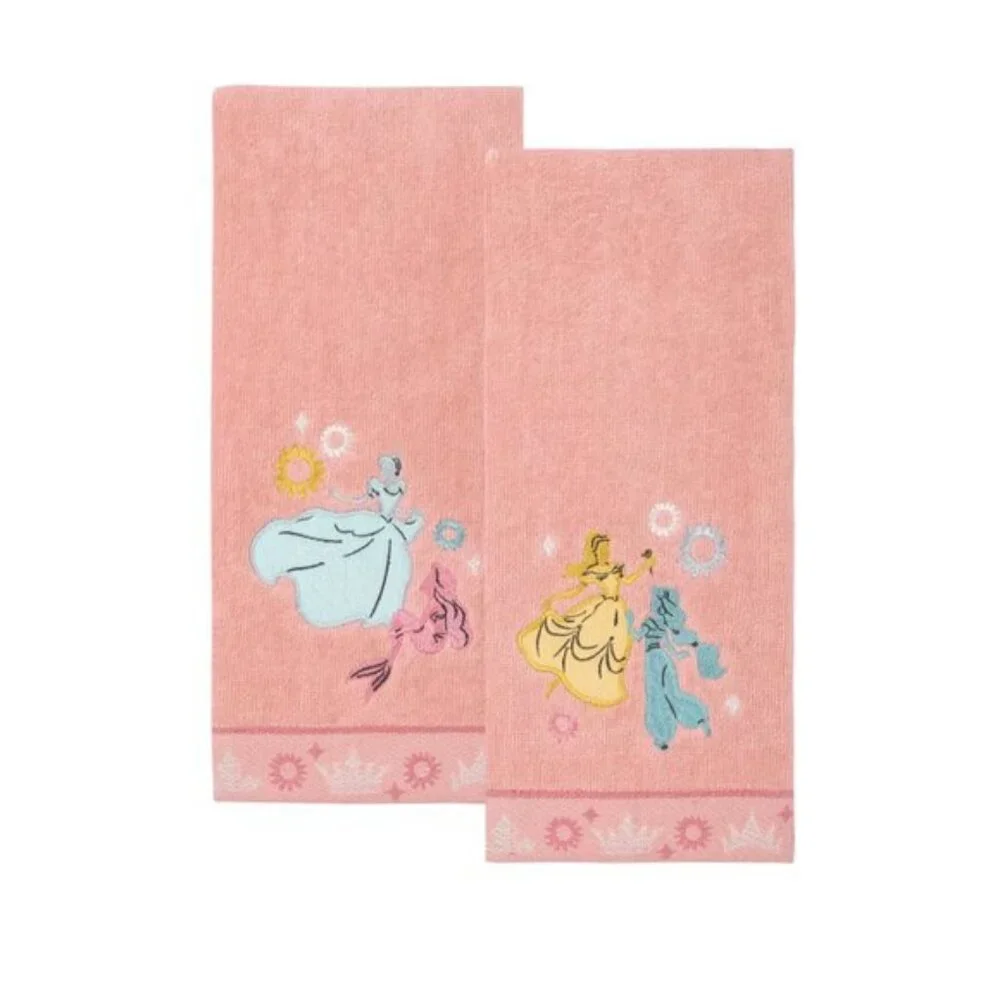 NEW 2Pk Disney Princess Hand or Kitchen Towels-Cinderella-Belle-Jasmine-Ariel
